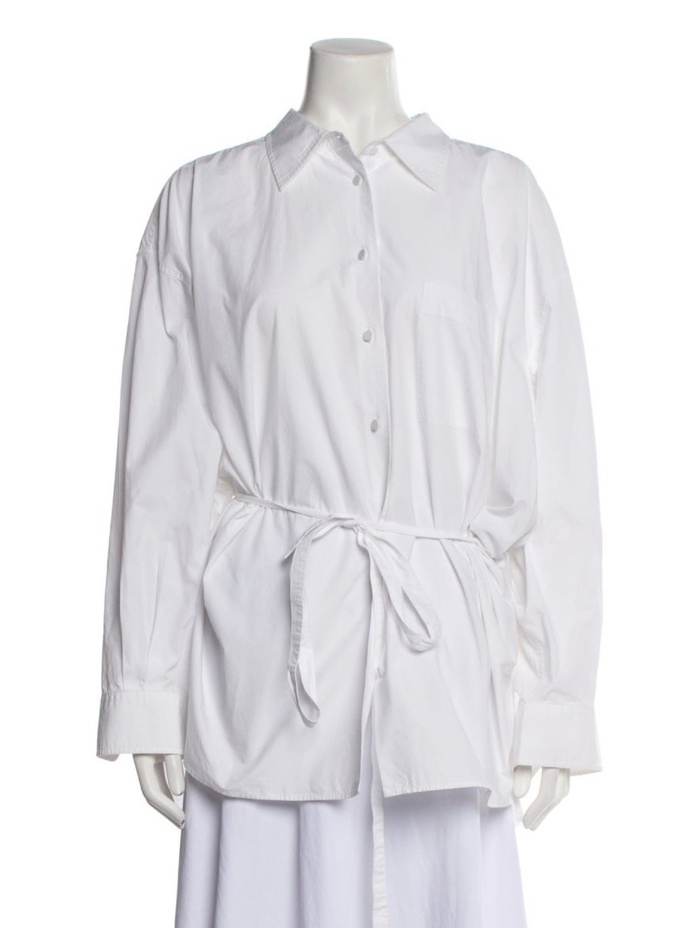 Valentino White Tie-Waist Button-Down Shirt
